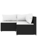 loungesæt til haven 3 dele med hynder polyrattan sort