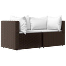 hjørnemoduler til havesofa 2 stk. med hynder polyrattan brun