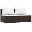 midtermoduler til havesofa 2 stk. med hynder polyrattan brun