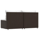 midtermoduler til havesofa 2 stk. med hynder polyrattan brun