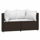 hjørnemoduler til havesofa 2 stk. med hynder polyrattan brun