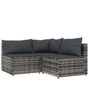 loungesæt til haven 4 dele med hynder polyrattan grå