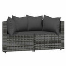 hjørnemoduler til havesofa 2 stk. med hynder polyrattan grå