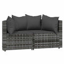 loungesæt til haven 3 dele med hynder polyrattan grå
