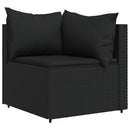 loungesæt til haven 3 dele med hynder polyrattan sort