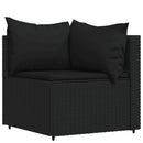 loungesæt til haven 3 dele med hynder polyrattan sort