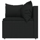 loungesæt til haven 3 dele med hynder polyrattan sort
