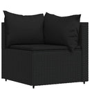 loungesæt til haven 4 dele med hynder polyrattan sort