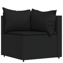 loungesæt til haven 3 dele med hynder polyrattan sort