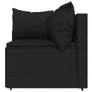 loungesæt til haven 3 dele med hynder polyrattan sort