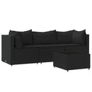loungesæt til haven 4 dele med hynder polyrattan sort