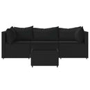 loungesæt til haven 4 dele med hynder polyrattan sort