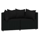 hjørnemoduler til havesofa 2 stk. med hynder polyrattan sort