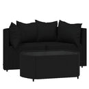 loungesæt til haven 3 dele med hynder polyrattan sort