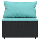 midtermoduler til havesofa 2 stk. med hynder polyrattan sort