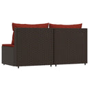midtermoduler til havesofa 2 stk. med hynder polyrattan brun