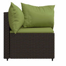 hjørnemoduler til havesofa 2 stk. med hynder polyrattan brun