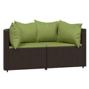 loungesæt til haven 3 dele med hynder polyrattan brun