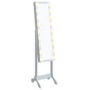 fritstående spejl med LED 34x37x146 cm hvid