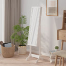fritstående spejl med LED 34x37x146 cm hvid