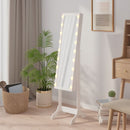 fritstående spejl med LED 34x37x146 cm hvid
