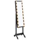 fritstående spejl med LED 34x37x146 cm sort