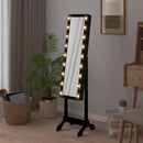 fritstående spejl med LED 34x37x146 cm sort