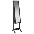 fritstående spejl med LED 34x37x146 cm sort