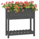 plantekasse med hylde 82,5x34,5x81 cm massivt fyrretræ grå