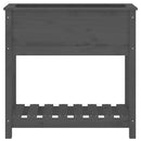 plantekasse med hylde 82,5x34,5x81 cm massivt fyrretræ grå