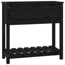 plantekasse med hylde 82,5x34,5x81 cm massivt fyrretræ sort