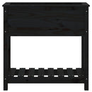 plantekasse med hylde 82,5x34,5x81 cm massivt fyrretræ sort