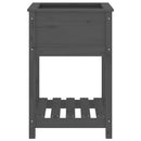 plantekasse med hylde 54x54x81 cm massivt fyrretræ grå