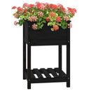 plantekasse med hylde 54x54x81 cm massivt fyrretræ sort