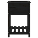 plantekasse med hylde 54x54x81 cm massivt fyrretræ sort