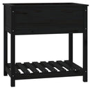 plantekasse med hylde 82,5x54x81 cm massivt fyrretræ sort