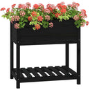 plantekasse med hylde 82,5x54x81 cm massivt fyrretræ sort