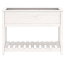 plantekasse med hylde 111,5x54x81 cm massivt fyrretræ hvid