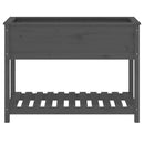 plantekasse med hylde 111,5x54x81 cm massivt fyrretræ grå