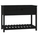 plantekasse med hylde 111,5x54x81 cm massivt fyrretræ sort