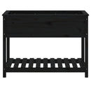 plantekasse med hylde 111,5x54x81 cm massivt fyrretræ sort