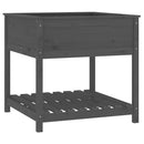 plantekasse med hylde 82,5x82,5x81 cm massivt fyrretræ grå