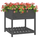 plantekasse med hylde 82,5x82,5x81 cm massivt fyrretræ grå