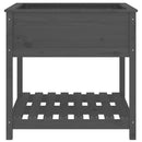 plantekasse med hylde 82,5x82,5x81 cm massivt fyrretræ grå