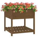 plantekasse med hylde82,5x82,5x81cm massivt fyrretræ gyldenbrun