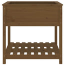 plantekasse med hylde82,5x82,5x81cm massivt fyrretræ gyldenbrun