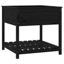 plantekasse med hylde 82,5x82,5x81 cm massivt fyrretræ sort