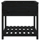 plantekasse med hylde 82,5x82,5x81 cm massivt fyrretræ sort