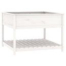 plantekasse med hylde 111,5x111,5x81 cm massivt fyrretræ hvid