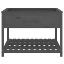 plantekasse med hylde 111,5x111,5x81 cm massivt fyrretræ grå